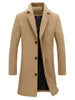 Gifts for Men Notched Lapel Single Breasted Long Trench Winter Coat