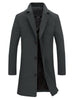 Gifts for Men Notched Lapel Single Breasted Long Trench Winter Coat