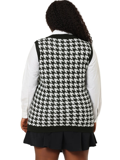 Plus Size Vest V Neck Loose Knitted Sleeveless Sweater