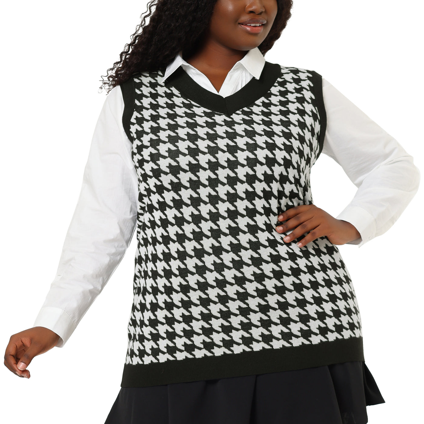Bublédon Plus Size Vest V Neck Loose Knitted Sleeveless Sweater