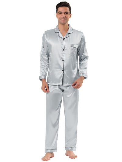 Satin Long Sleeve Button Loungewear Pajama Sets
