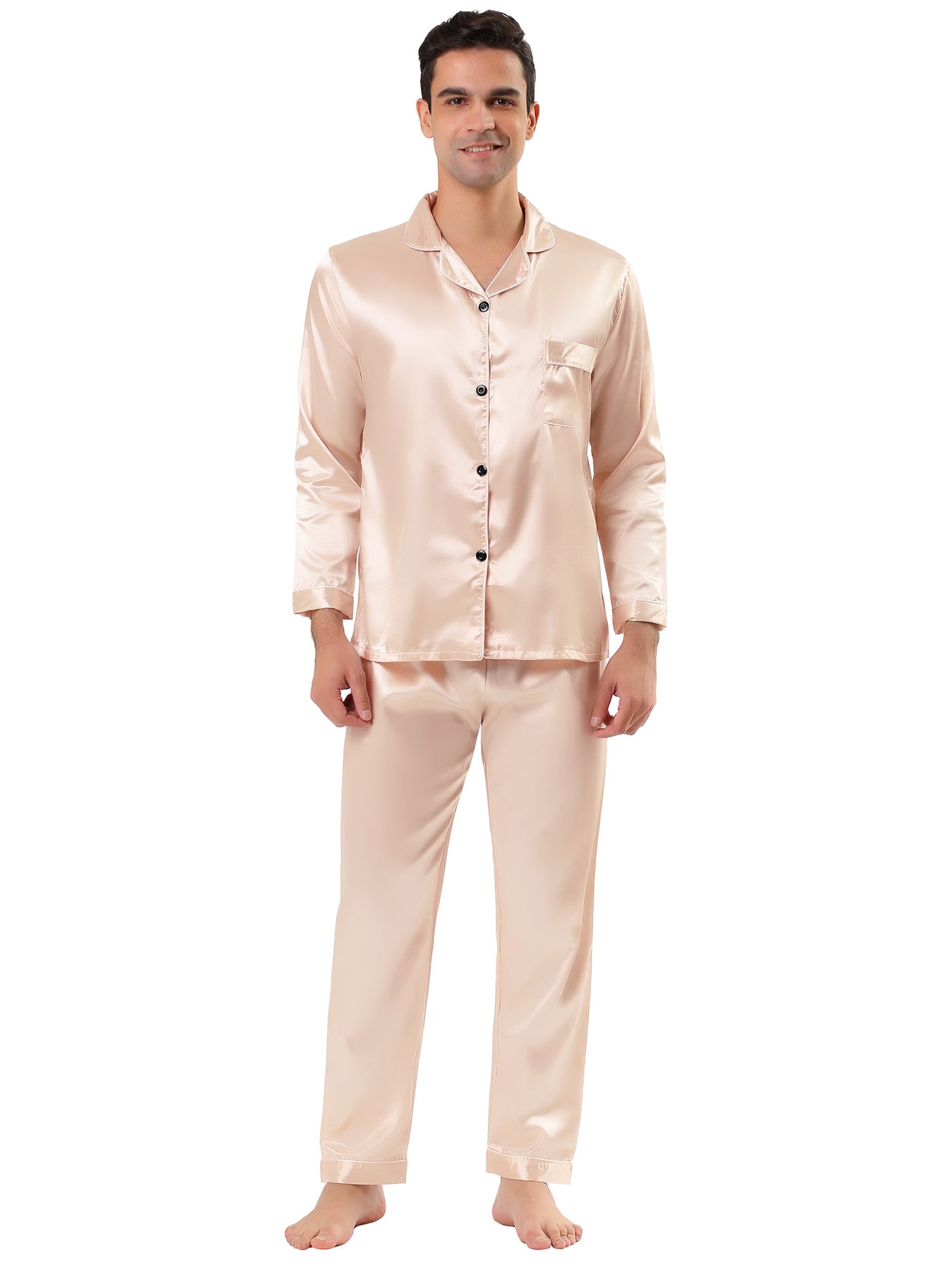Bublédon Satin Long Sleeve Button Loungewear Pajama Sets