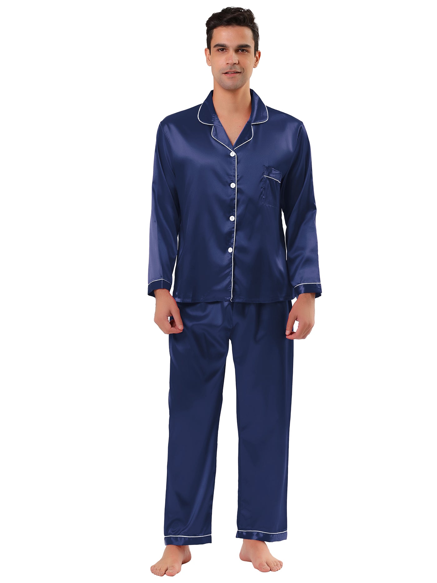 Bublédon Satin Long Sleeve Button Loungewear Pajama Sets