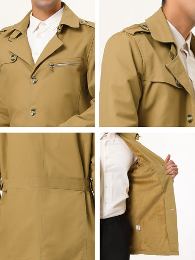 Classic Single Breasted Notch Lapel Trench Coat
