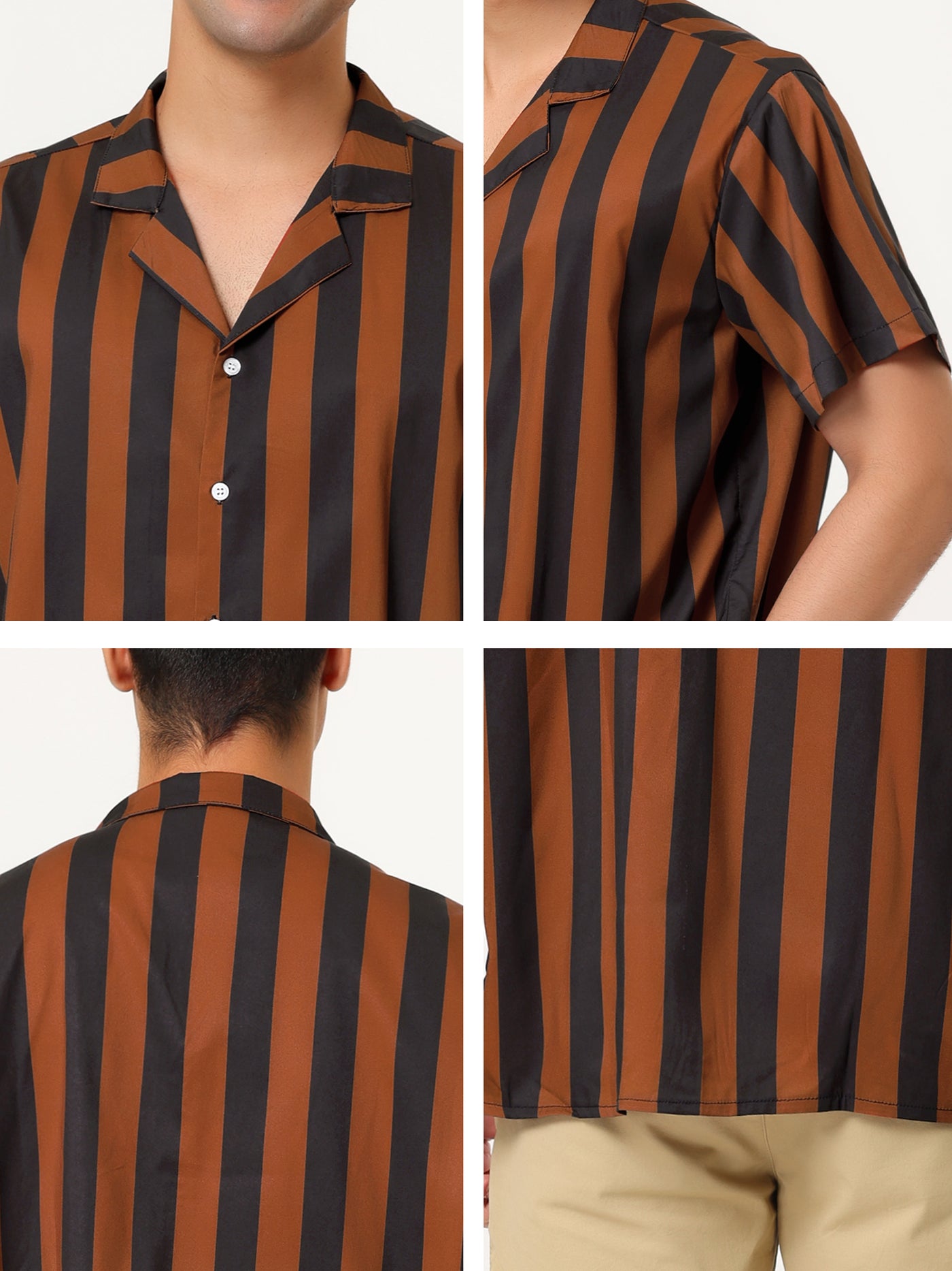 Bublédon Colorful Vertical Stripe Short Sleeve Lapel Button Shirt