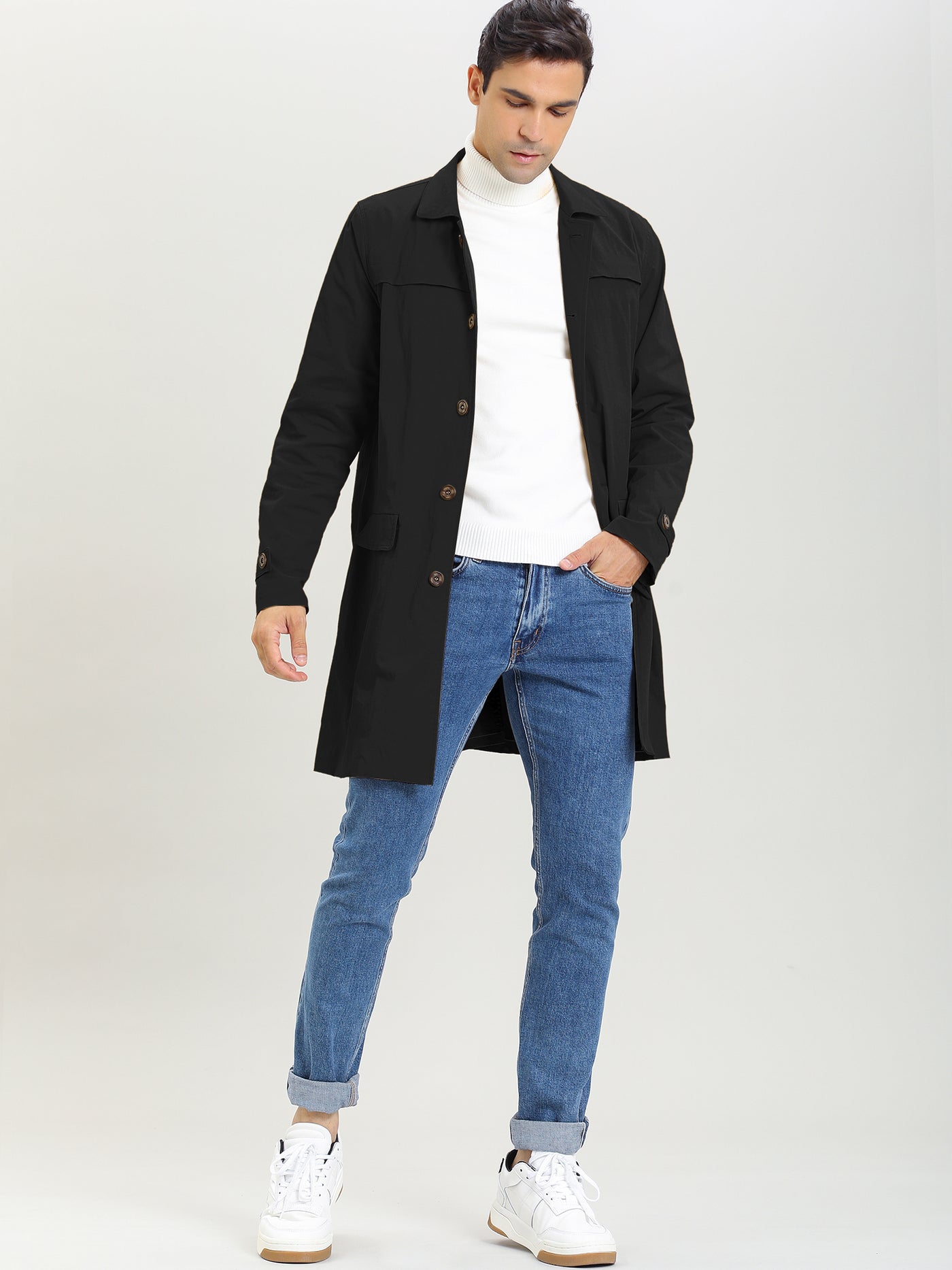 Bublédon Lightweight Lapel Single Breasted Trench Overcoat