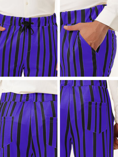 Business Striped Color Block Drawstring Waist Pants
