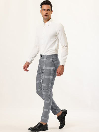 Casual Flat Front Checked Printed Business Trousers
