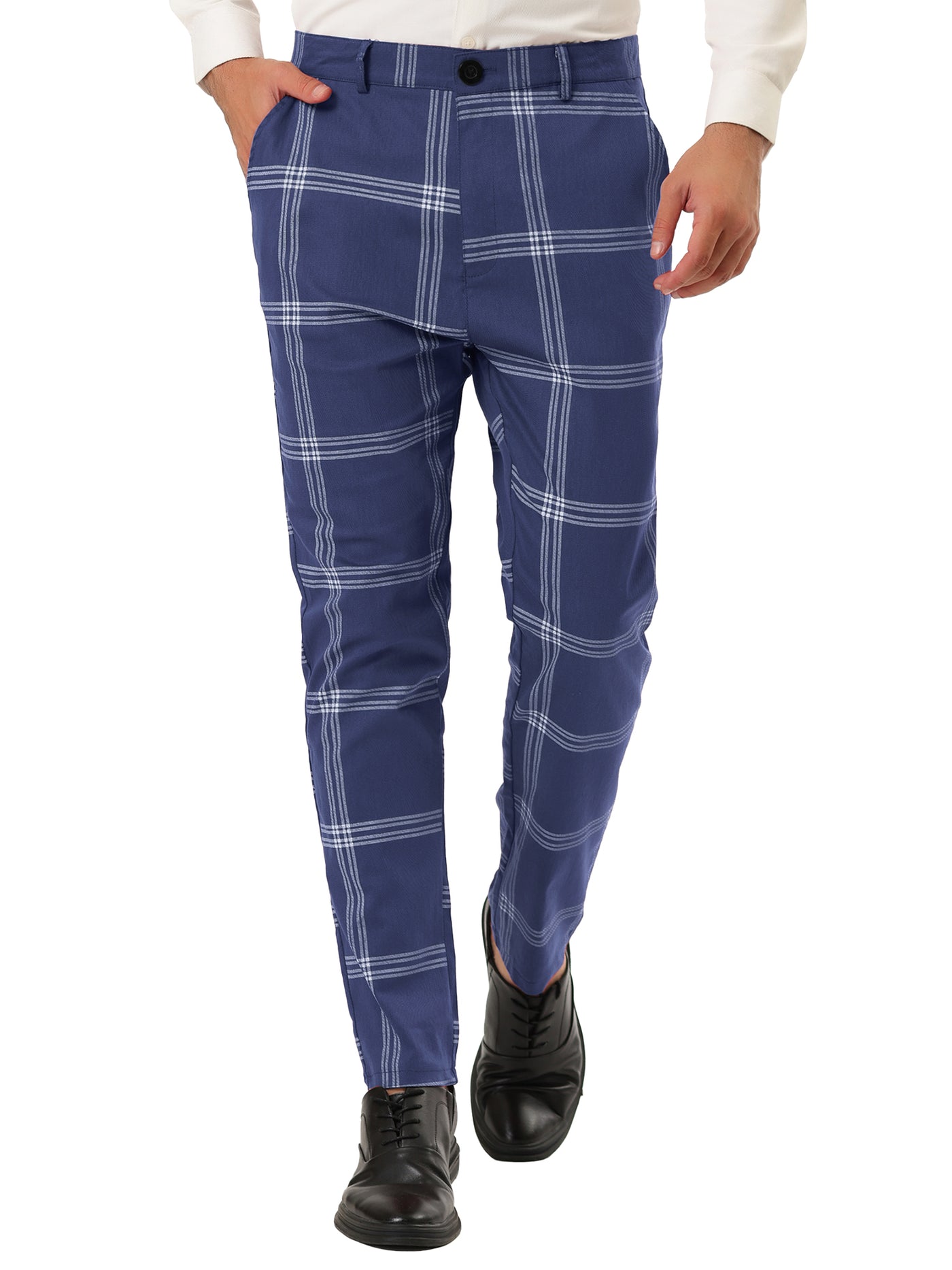 Bublédon Casual Flat Front Checked Printed Business Trousers