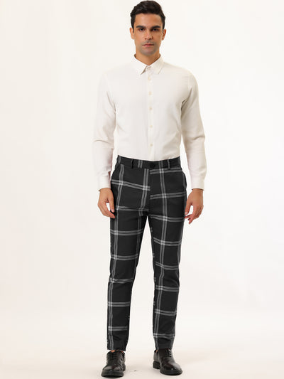 Casual Flat Front Checked Printed Business Trousers