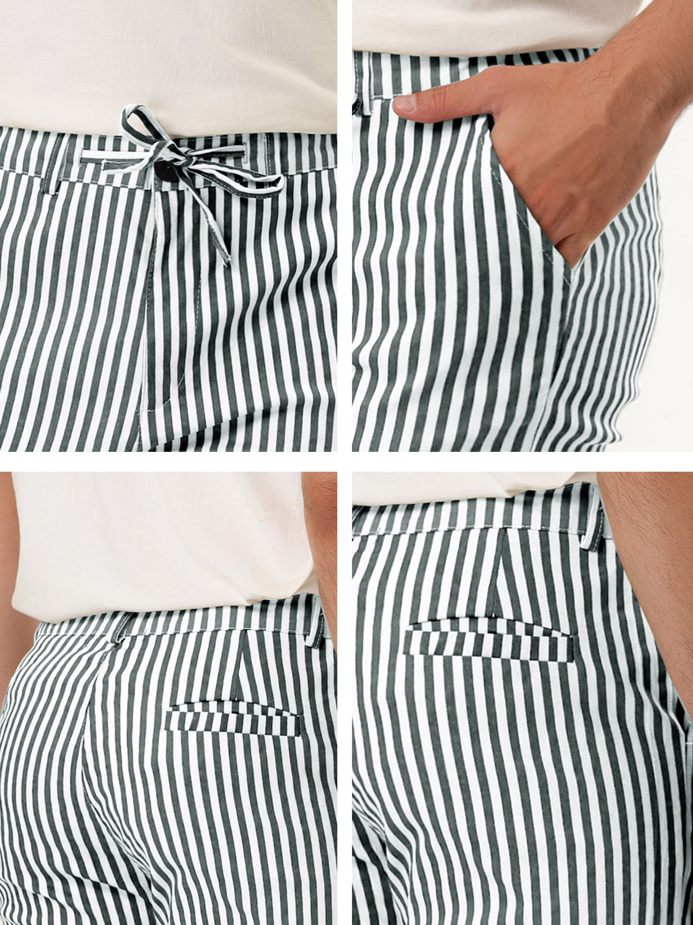 Bublédon Business Stripe Drawstring Waist Skinny Dress Pants