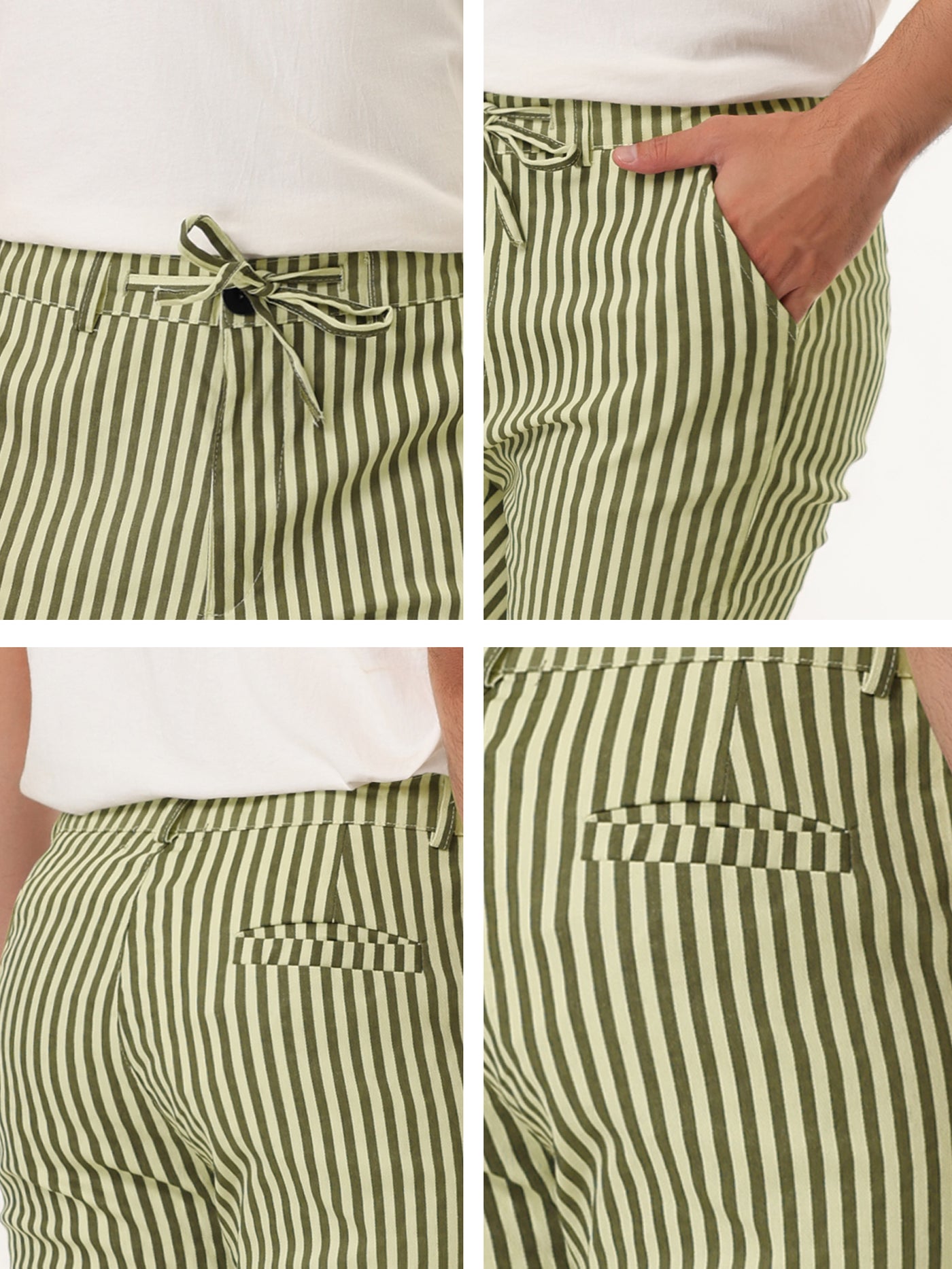 Bublédon Business Stripe Drawstring Waist Skinny Dress Pants