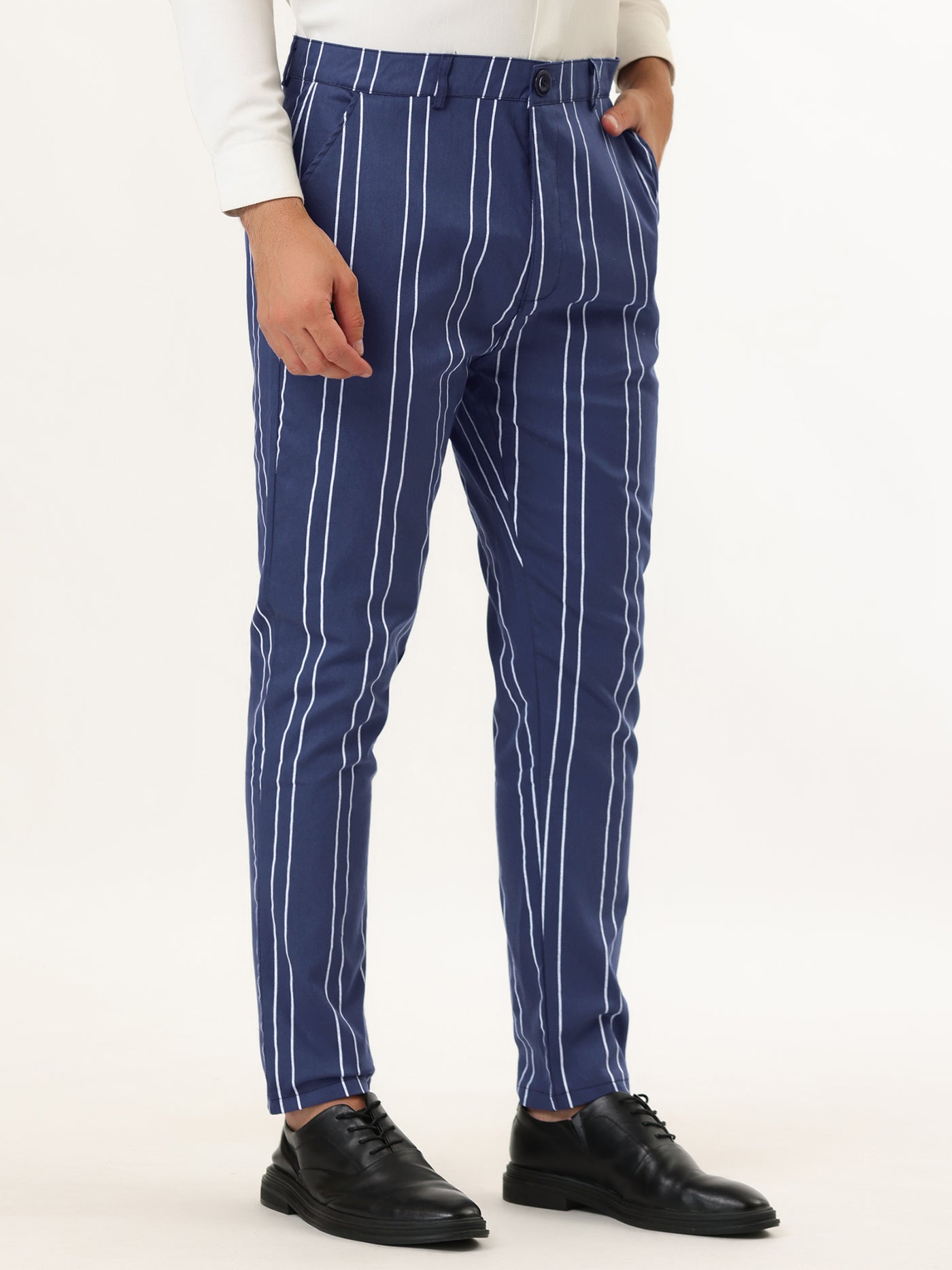 Bublédon Casual Striped Flat Front Business Prom Pencil Pants