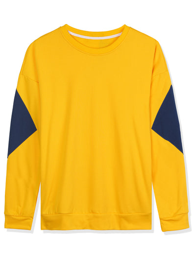 Color Block Crew Neck Pullover Long Sleeve Shirt