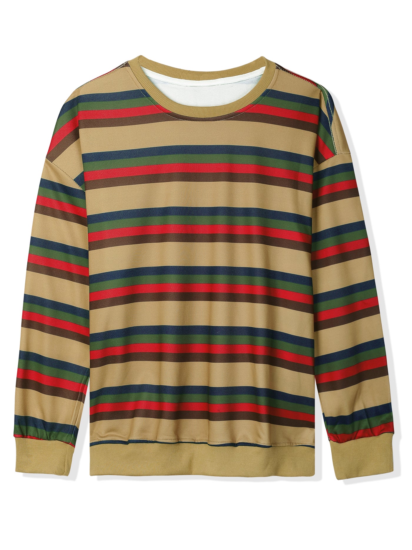 Bublédon Chic Loose Striped Breton Knit Crewneck Sweatshirt