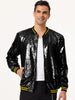 Sequin Varsity Long Sleeve Zipper Bomber Jacket