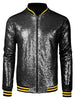 Sequin Varsity Long Sleeve Zipper Bomber Jacket