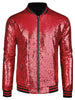 Sequin Varsity Long Sleeve Zipper Bomber Jacket