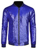 Sequin Varsity Long Sleeve Zipper Bomber Jacket