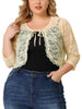 Knit H Line Collarless 3/4 Sleeve Bolero