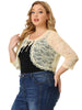 Knit H Line Collarless 3/4 Sleeve Bolero