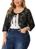 Knit H Line Collarless 3/4 Sleeve Bolero