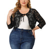 Knit H Line Collarless 3/4 Sleeve Bolero