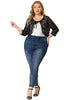 Knit H Line Collarless 3/4 Sleeve Bolero