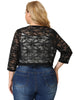Knit H Line Collarless 3/4 Sleeve Bolero