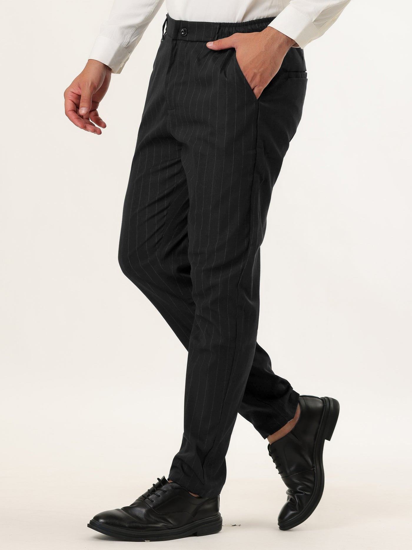 Bublédon Chic Smart Casual Loose Vertical Striped Ankle Pants