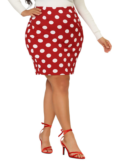 Bublédon Classic Retro Plus Size Bodycon Polka Dot Skirt