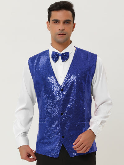Classic Sequin Shiny Single-breasted Party Suit Vest