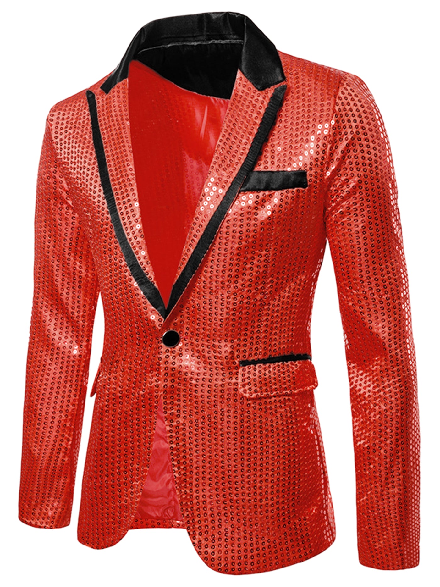 Bublédon Sparkly Sequin Notched Lapel Party Prom Suit Blazer