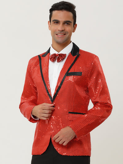 Sparkly Sequin Notched Lapel Party Prom Suit Blazer