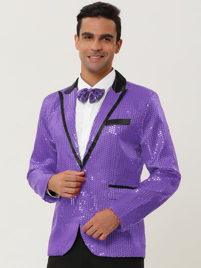 Sparkly Sequin Notched Lapel Party Prom Suit Blazer