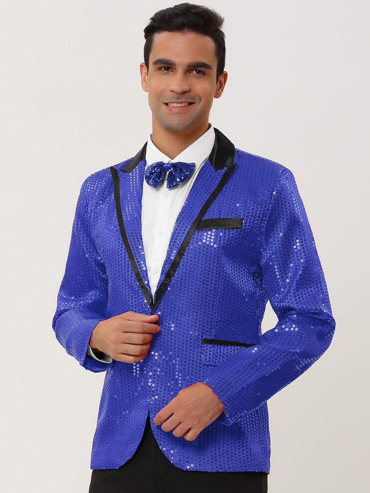 Bublédon Sparkly Sequin Notched Lapel Party Prom Suit Blazer