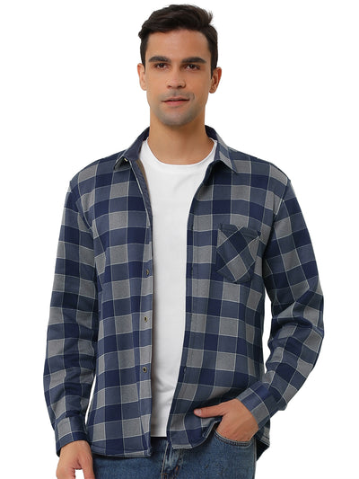 Fleece Lined Plaid Thicken Long Sleeve Winter Checked Shirt