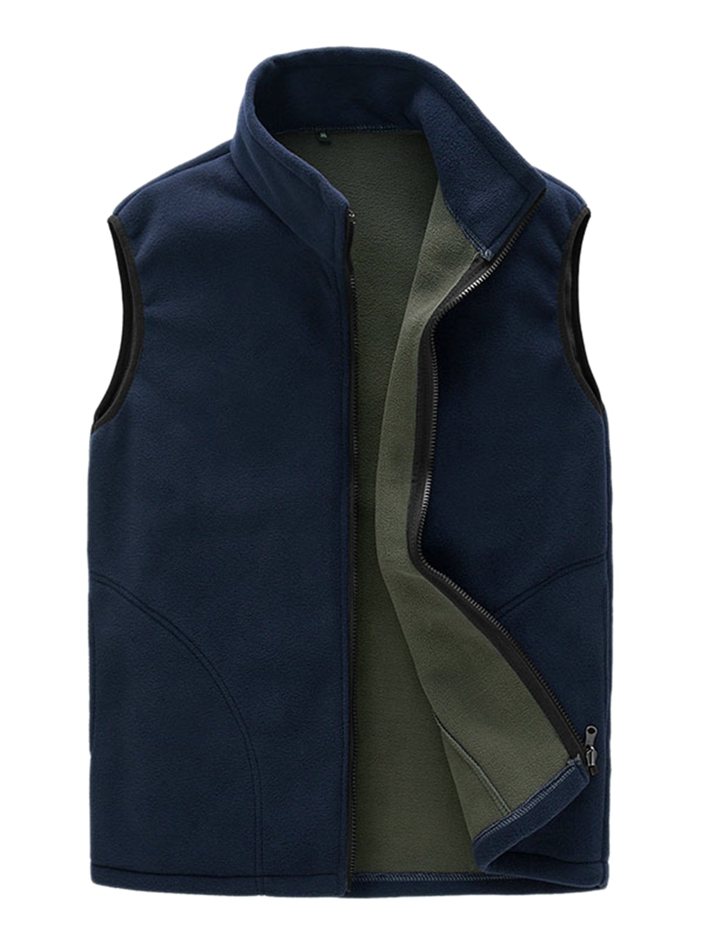 Bublédon Solid Stand Collar Zip Plush Sleeveless Outdoor Vest