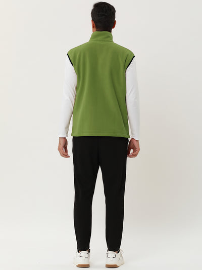 Solid Stand Collar Zip Plush Sleeveless Outdoor Vest