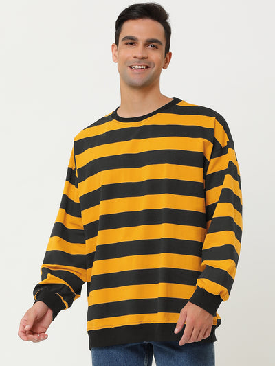 Chic Loose Striped Breton Knit Crewneck Sweatshirt