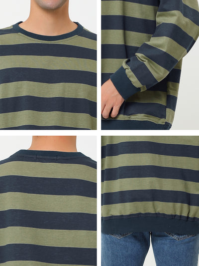 Chic Loose Striped Breton Knit Crewneck Sweatshirt