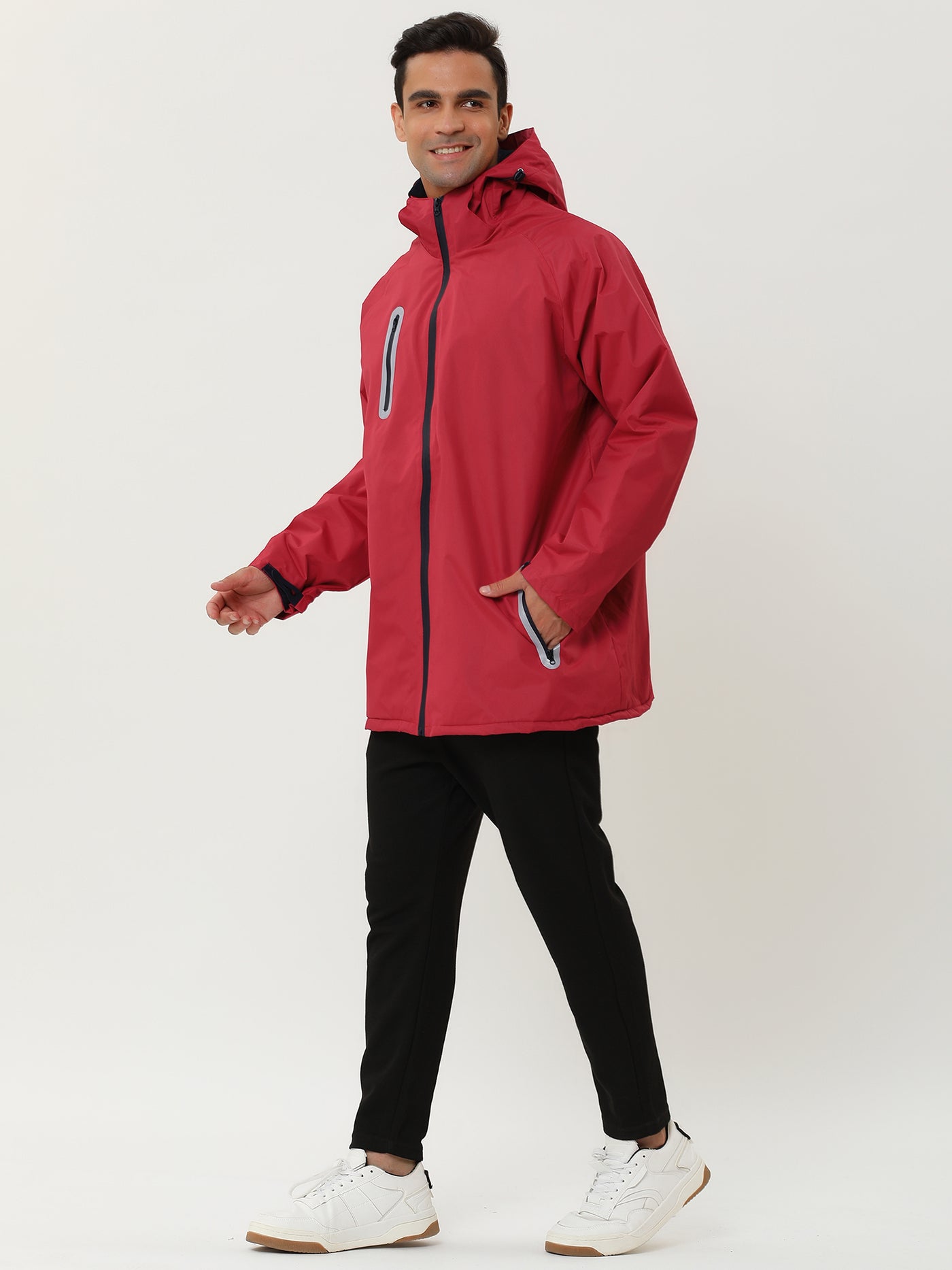 Bublédon Faux Fleece Lined Hooded Zip Windbreaker Jacket