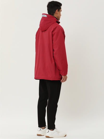 Faux Fleece Lined Hooded Zip Windbreaker Jacket