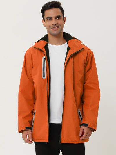 Faux Fleece Lined Hooded Zip Windbreaker Jacket