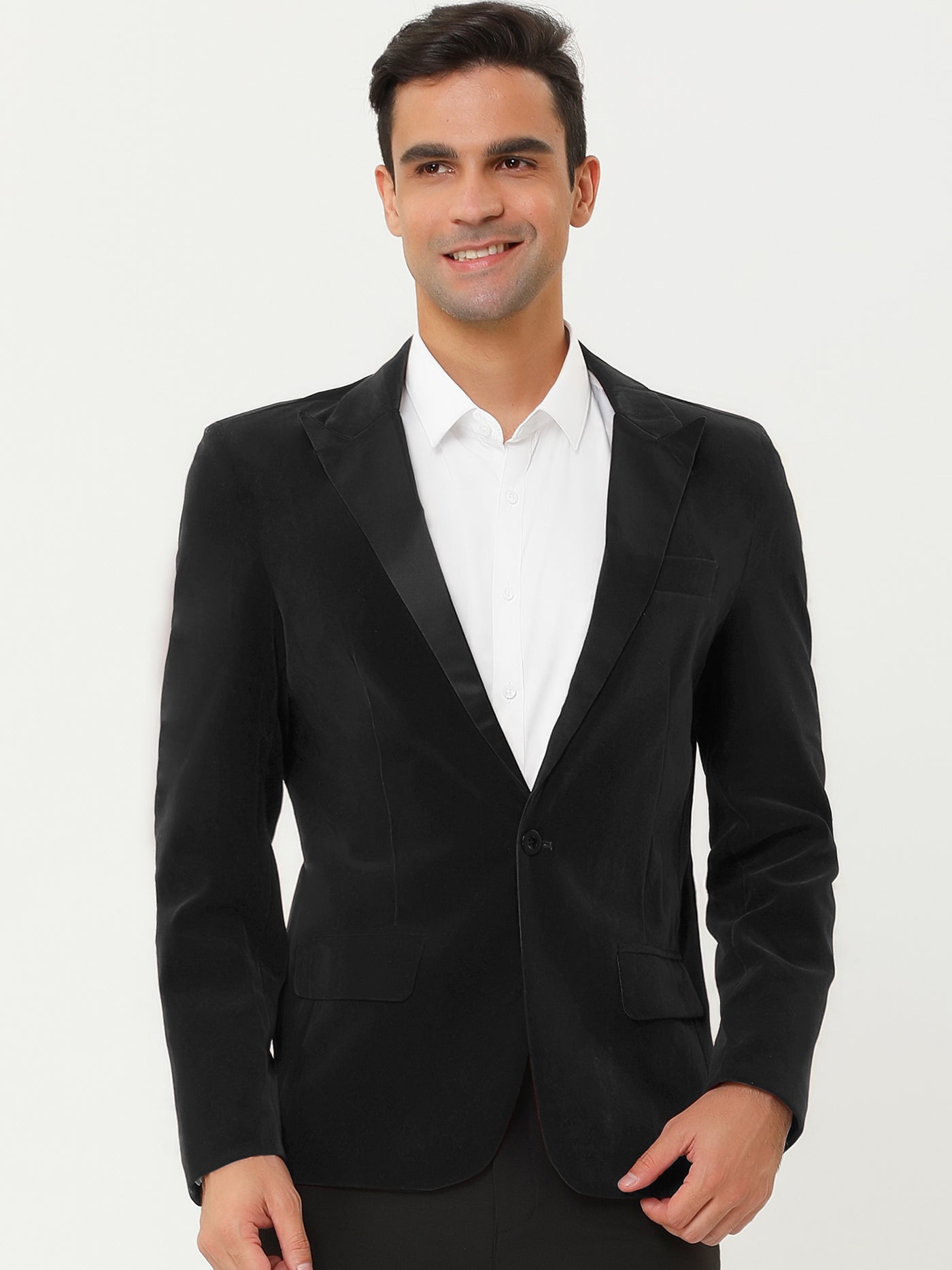 Bublédon Mr. Football Style Chic Velvet Solid One Button Party Prom Suit Blazer