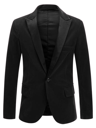 Mr. Football Style Chic Velvet Solid One Button Party Prom Suit Blazer