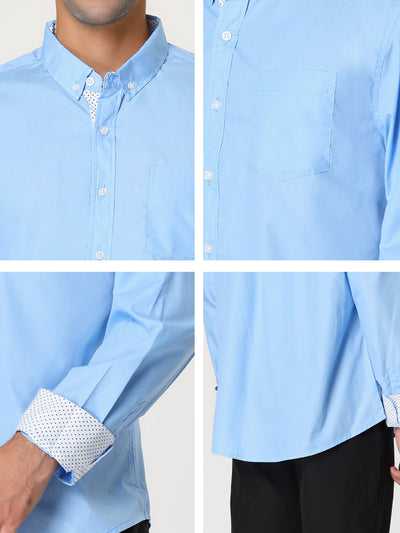 Cotton Lapel Contrast Button Down Business Shirt