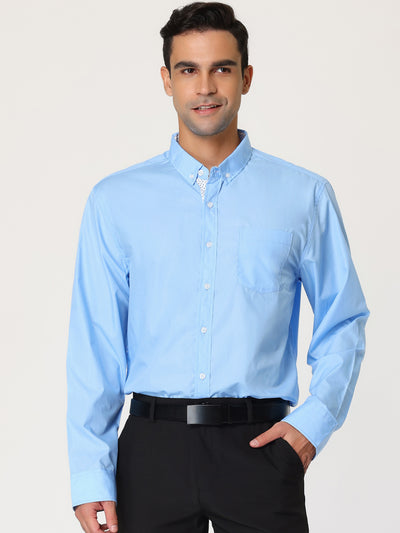Cotton Lapel Contrast Button Down Business Shirt