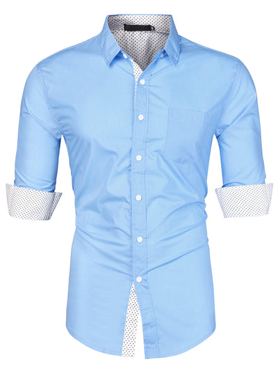 Bublédon Cotton Lapel Contrast Button Down Business Shirt