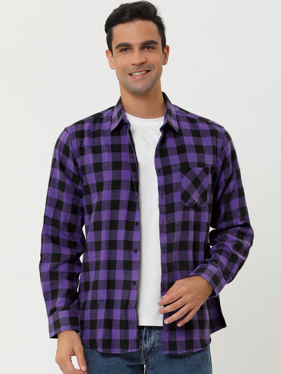 Casual Lapel Plaid Flannel Brushed Long Sleeve Shirt